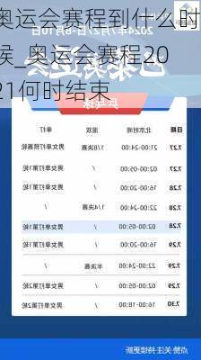 奥运会赛程到什么时候_奥运会赛程2021何时结束