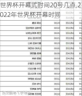 世界杯开幕式时间20号几点,2022年世界杯开幕时间