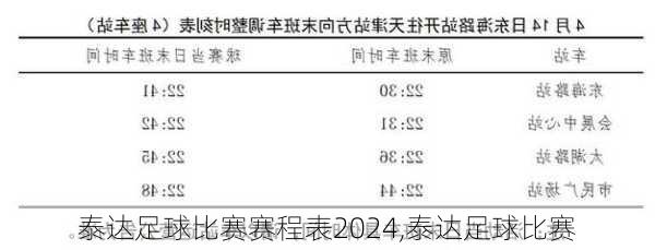 泰达足球比赛赛程表2024,泰达足球比赛