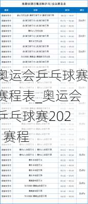 奥运会乒乓球赛赛程表_奥运会乒乓球赛2021赛程