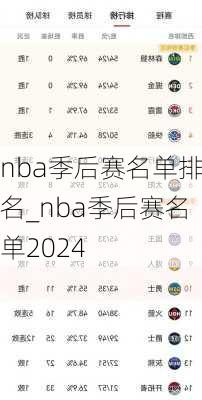 nba季后赛名单排名_nba季后赛名单2024