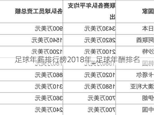 足球年薪排行榜2018年_足球年酬排名