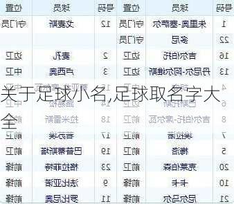 关于足球小名,足球取名字大全