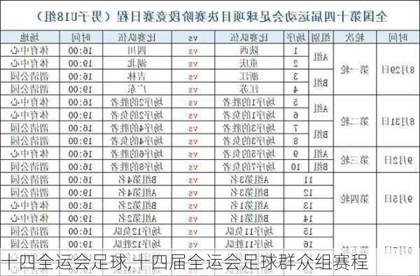 十四全运会足球,十四届全运会足球群众组赛程