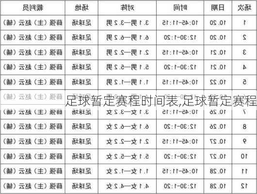 足球暂定赛程时间表,足球暂定赛程