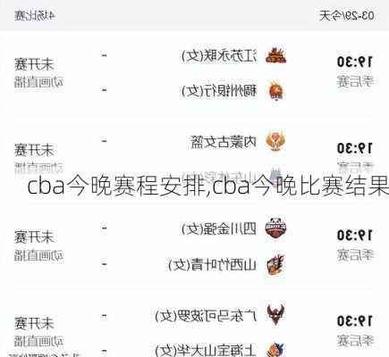 cba今晚赛程安排,cba今晚比赛结果