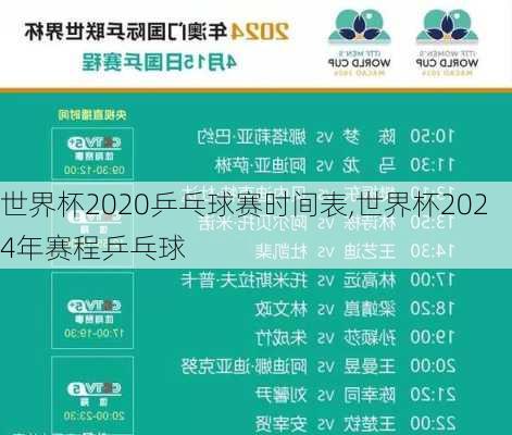 世界杯2020乒乓球赛时间表,世界杯2024年赛程乒乓球