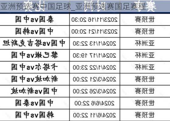 亚洲预选赛中国足球_亚洲预选赛国足赛程