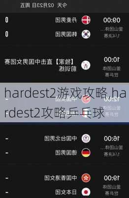 hardest2游戏攻略,hardest2攻略乒乓球