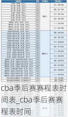 cba季后赛赛程表时间表_cba季后赛赛程表时间