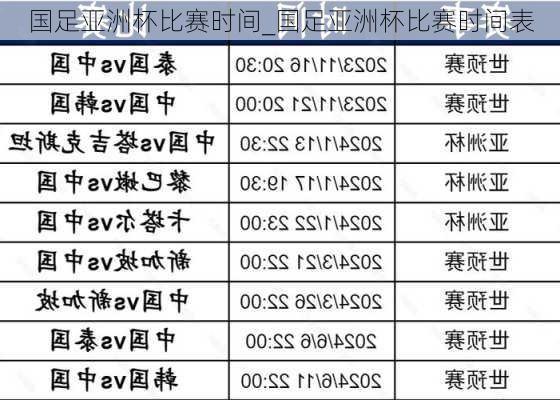 国足亚洲杯比赛时间_国足亚洲杯比赛时间表