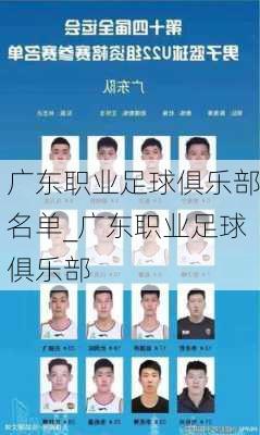 广东职业足球俱乐部名单_广东职业足球俱乐部