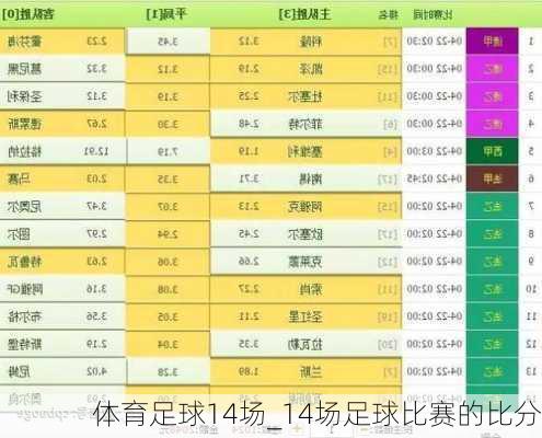 体育足球14场_14场足球比赛的比分