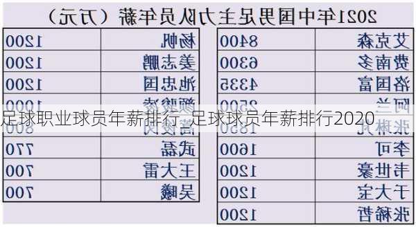 足球职业球员年薪排行_足球球员年薪排行2020