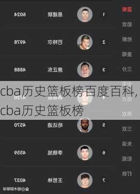 cba历史篮板榜百度百科,cba历史篮板榜