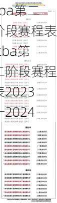 cba第二阶段赛程表,cba第二阶段赛程表2023一2024