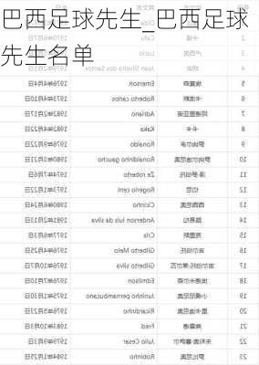 巴西足球先生_巴西足球先生名单