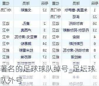 著名的足球球队绰号_足坛球队外号