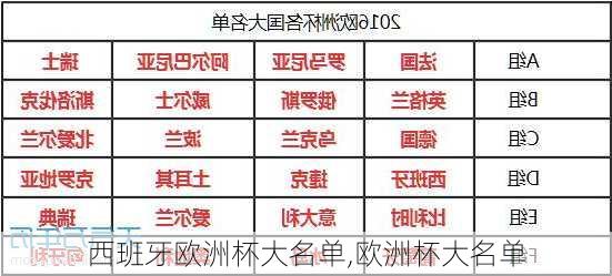 西班牙欧洲杯大名单,欧洲杯大名单