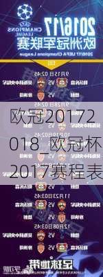 欧冠20172018_欧冠杯2017赛程表