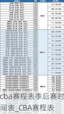 cba赛程表季后赛时间表_CBA赛程表