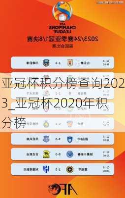 亚冠杯积分榜查询2023_亚冠杯2020年积分榜