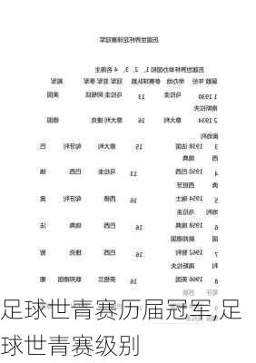 足球世青赛历届冠军,足球世青赛级别