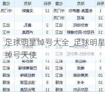 足球明星绰号大全_足球明星绰号天使