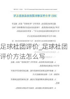 足球社团评价_足球社团评价方法怎么写