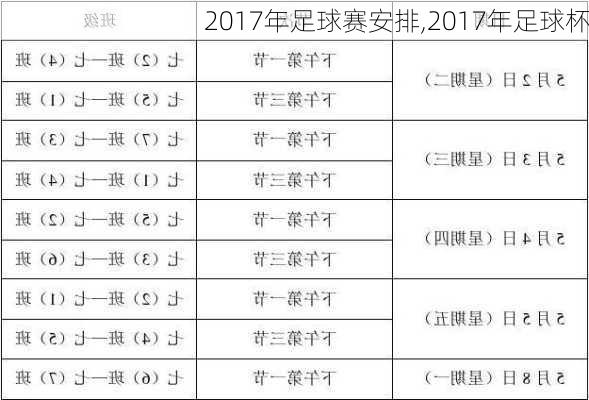 2017年足球赛安排,2017年足球杯