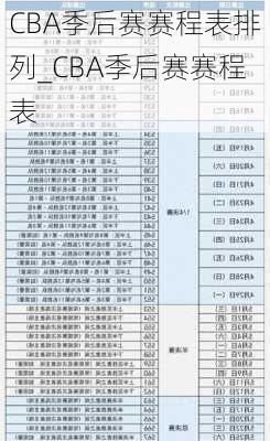 CBA季后赛赛程表排列_CBA季后赛赛程表