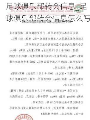 足球俱乐部转会信息_足球俱乐部转会信息怎么写