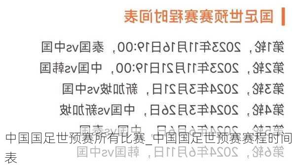 中国国足世预赛所有比赛_中国国足世预赛赛程时间表