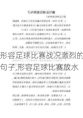 形容足球比赛战况激烈的句子,形容足球比赛放水