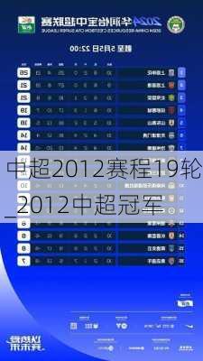 中超2012赛程19轮_2012中超冠军