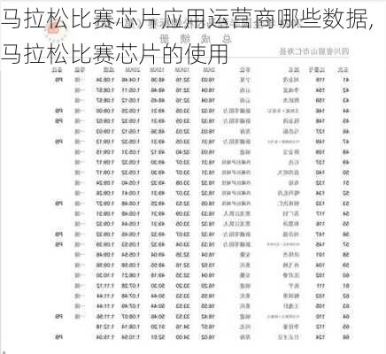 马拉松比赛芯片应用运营商哪些数据,马拉松比赛芯片的使用