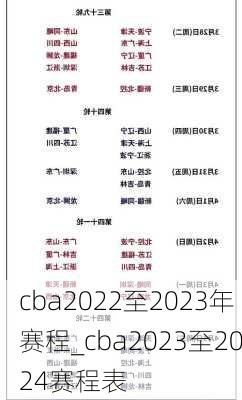 cba2022至2023年赛程_cba2023至2024赛程表