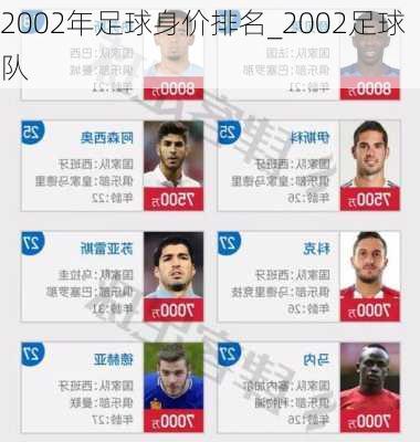 2002年足球身价排名_2002足球队