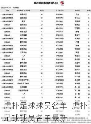 虎扑足球球员名单_虎扑足球球员名单最新