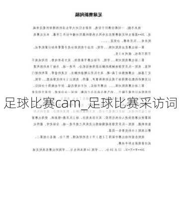 足球比赛cam_足球比赛采访词