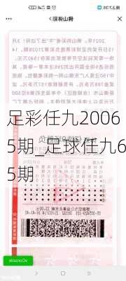 足彩任九20065期_足球任九65期