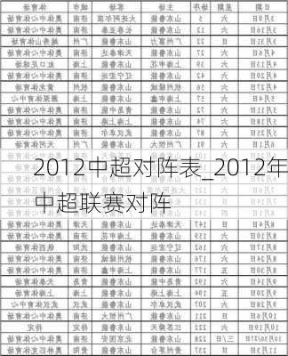 2012中超对阵表_2012年中超联赛对阵