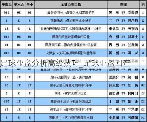 足球亚盘分析高级技巧_足球亚盘回查