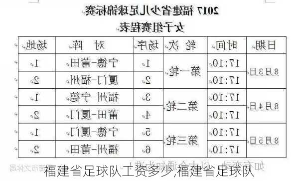 福建省足球队工资多少,福建省足球队