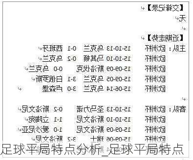 足球平局特点分析_足球平局特点