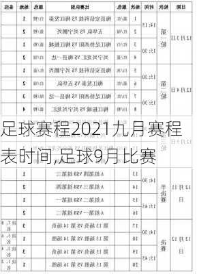 足球赛程2021九月赛程表时间,足球9月比赛