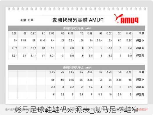 彪马足球鞋鞋码对照表_彪马足球鞋窄