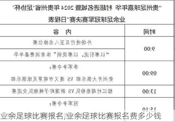 业余足球比赛报名,业余足球比赛报名费多少钱