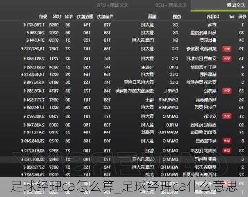 足球经理ca怎么算_足球经理ca什么意思