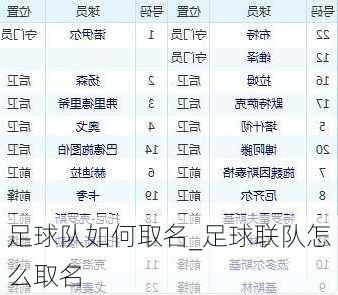 足球队如何取名_足球联队怎么取名